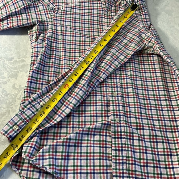 Ralph Lauren Oxford Shirt Mens Medium Red Plaid Long Sleeve Blue Label Pony - Picture 6 of 8